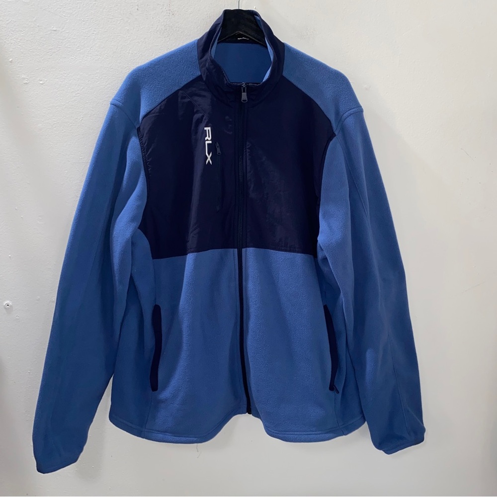 Ralph Lauren RLX Men's Hybrid Mockneck Fleece Full Zip Jacket XL Blue